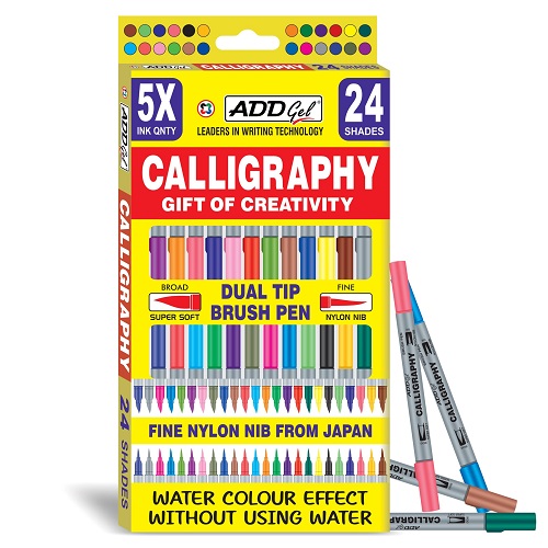 Addgel Calligraphy Brush Pens Dual Tip 24 sshades