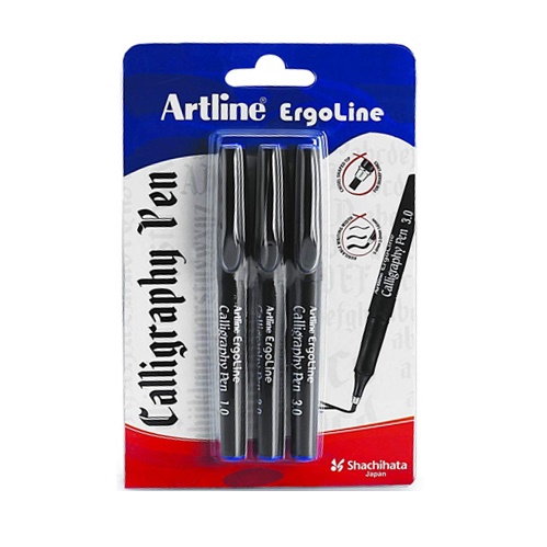 Artline Ergoline Calligraphy Pen Set - Pack of 3 (Black)