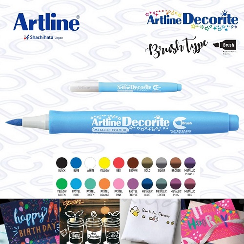 Artline Decorite | Brush Marker | Metallic | Pack of 4 | PSH3