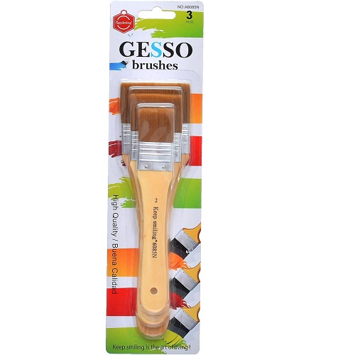 Gesso Flat Tip Brushes Set of 3 -Size2, 4 & 6