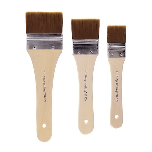 Gesso Flat Tip Brushes Set of 3 -Size2, 4 & 6