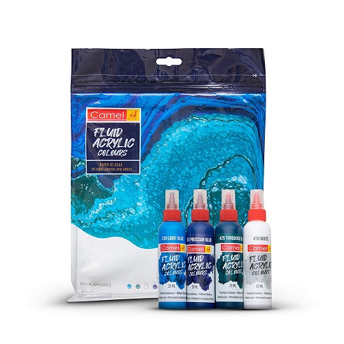 Camel Fluid Acrylic Colours Aqua Shades DIY Kit