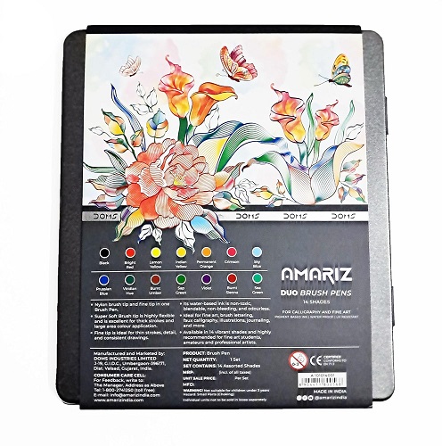 Doms Amariz Duo Brush Pens 14 Shades Tin Box