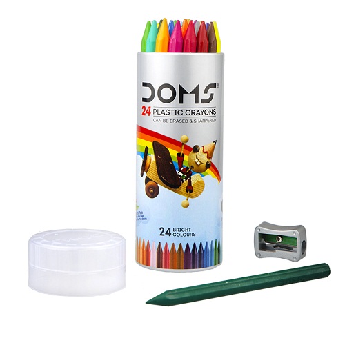 Doms PLastic Crayons 24 Shades Round Tin Pack