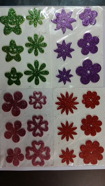 Glitter Foam Sticker Flower Assorted