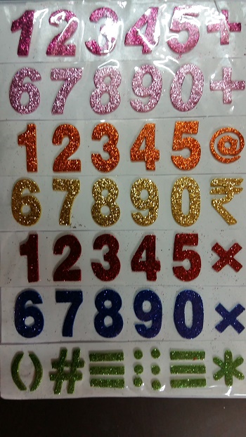 Glitter Foam Numerical Assorted Color Sticker