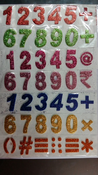 Glitter Foam Numerical Assorted Color Sticker