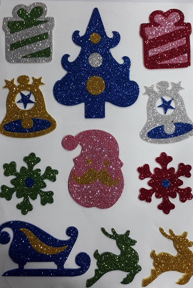 Glitter Foam Sticker A4 - Christmas Decor
