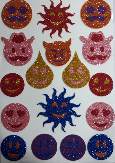 Glitter Foam Sticker A4 - Funny Faces