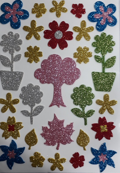 Glitter Foam Sticker A4 - Flowers