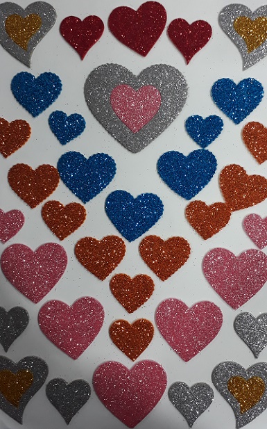 Glitter Foam Sticker A4 - Hearts