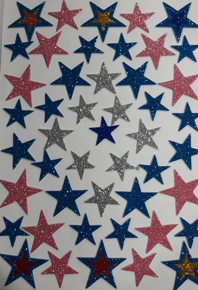 Glitter Foam Sticker A4 -Stars