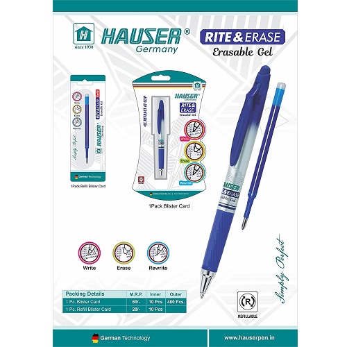 Hauser Rite n Erase Gel Pen Blue