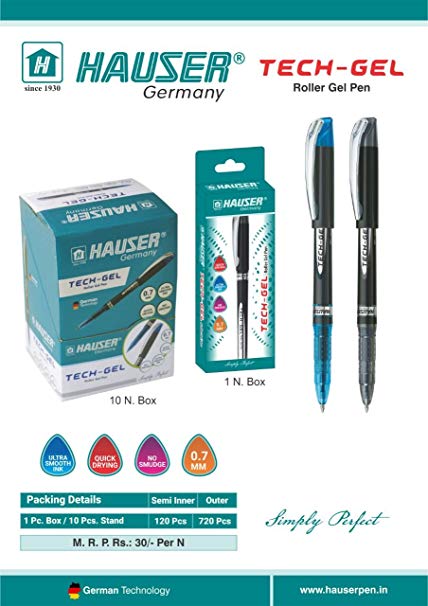 Hauser Tech Gel Roller Pen Black