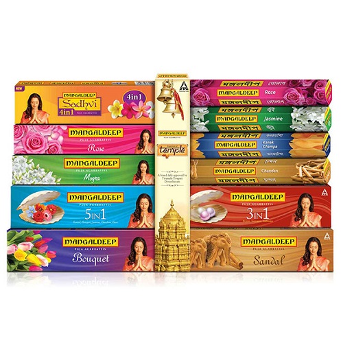 Mangaldeep Incense Sticks Treya 3 in 1 14 sticks