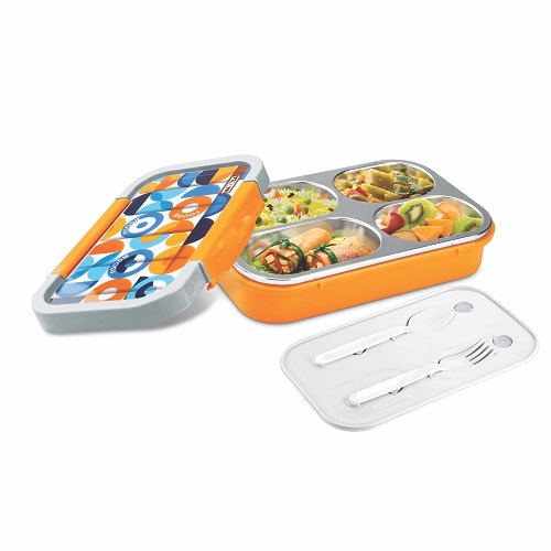 Nayasa Autobot 4 Compartment Vaccum Sealed Insulated Lunch Box