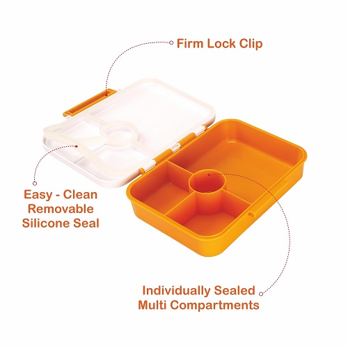 Nayasa Bento 4 Compartment BPA Free Food Grade Plastic Lunch Box