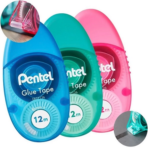 Pentel Transparent Glue Tape 6mm x 12m Strong Adhesive