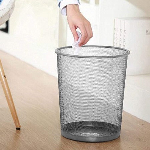 Saya Metal mesh dustbin Silver