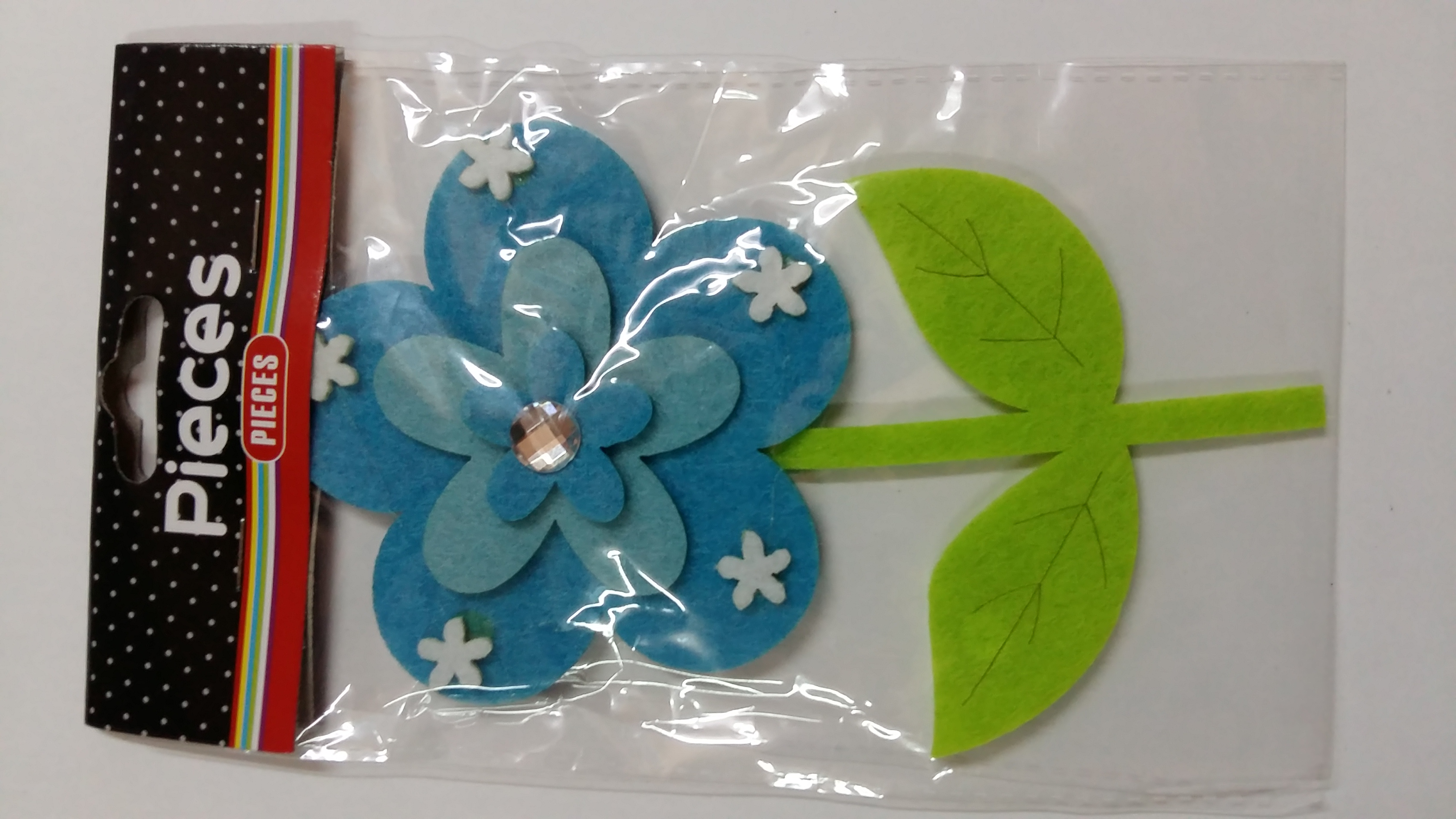 Felt Sticker Flower Sky Blue