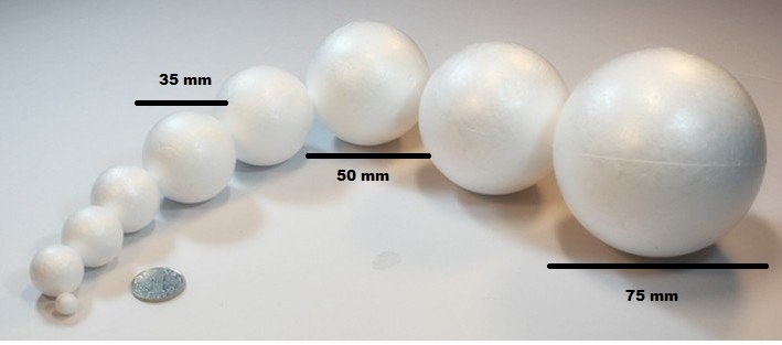 Craft Styrofoam - 4 Balls (50 mm Dia)