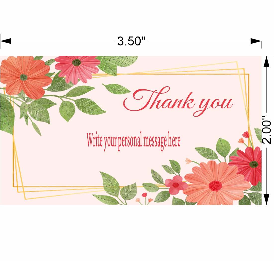 Customized Thank you Cards 3.5x2.0 inch 50 pcs - Style 1