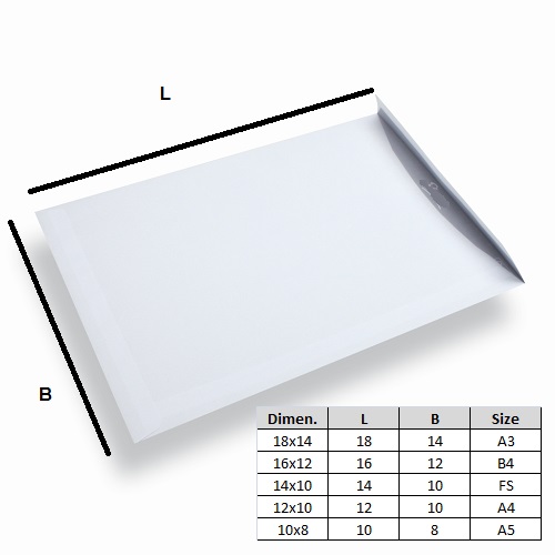 White Laminated Envelope 16x12 Pack of 25