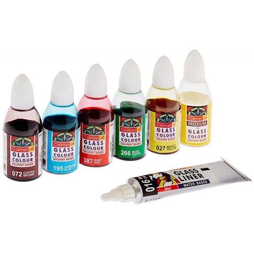 Camel Solvent Based Glass Color - 20ml Each 5 Shades