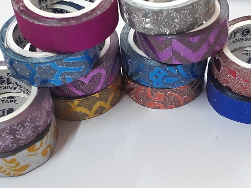 Myglue Craft Glitter Washi tape 12mm Pack of 6