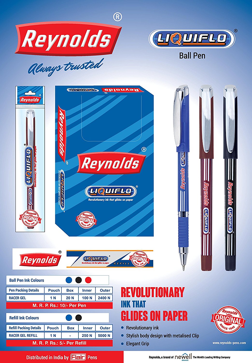 Reynolds Liquiflo Ball Pen Black (Pack of 5)