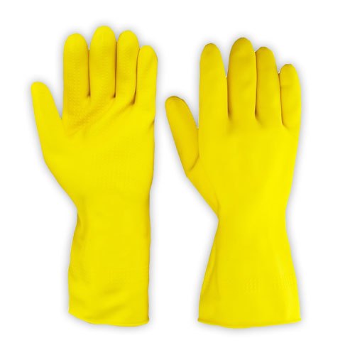Reusable Latex Rubber Gloves Yellow (1 Pair)